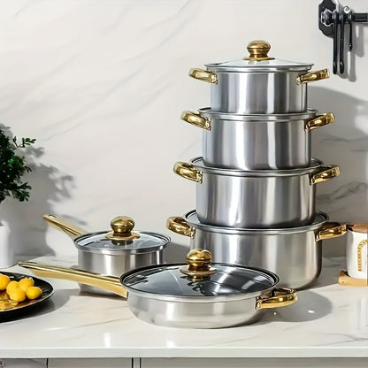 Set Pentole 12 Pezzi in Acciaio Inox