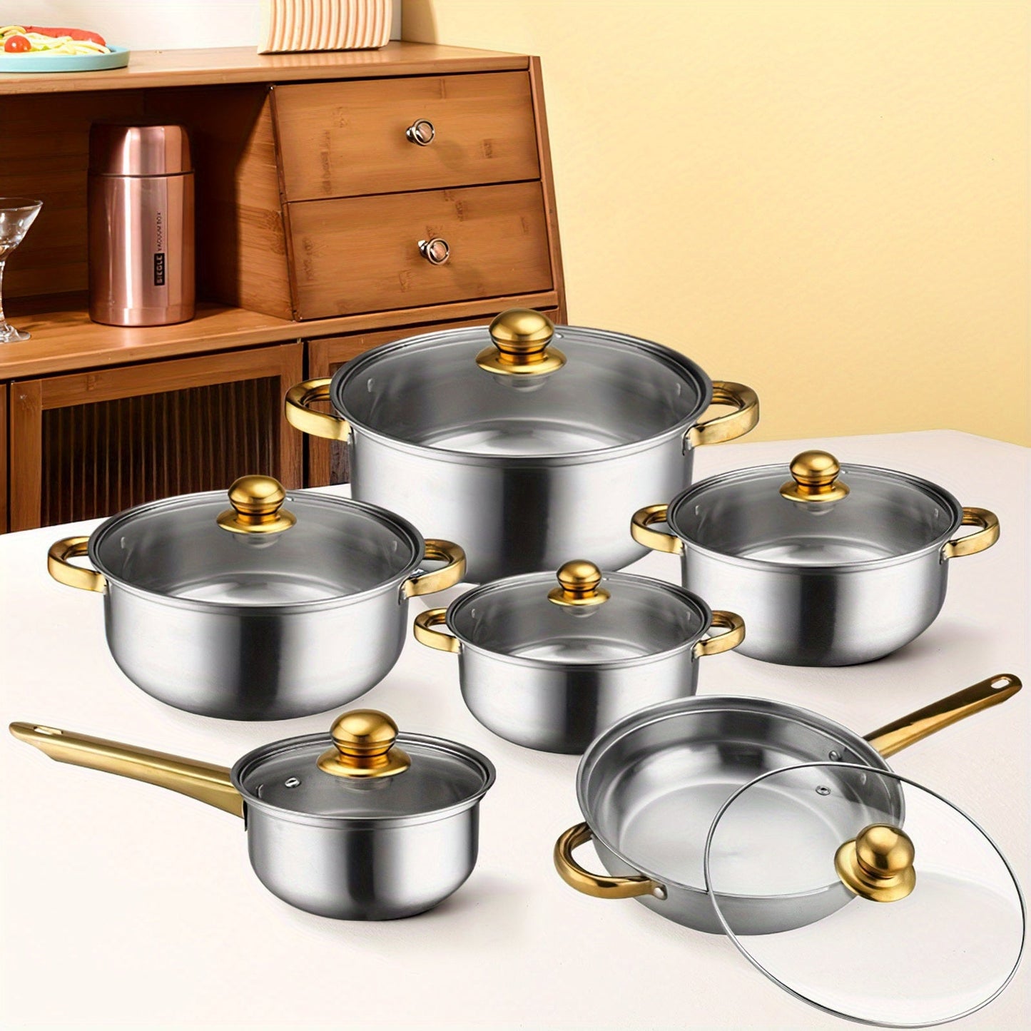 Set Pentole 12 Pezzi in Acciaio Inox